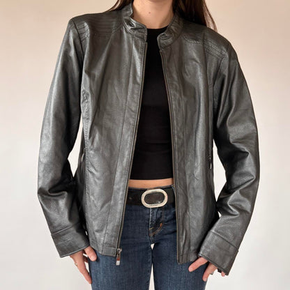 Chrome Genuine Leather Moto Jacket (XL/1X)