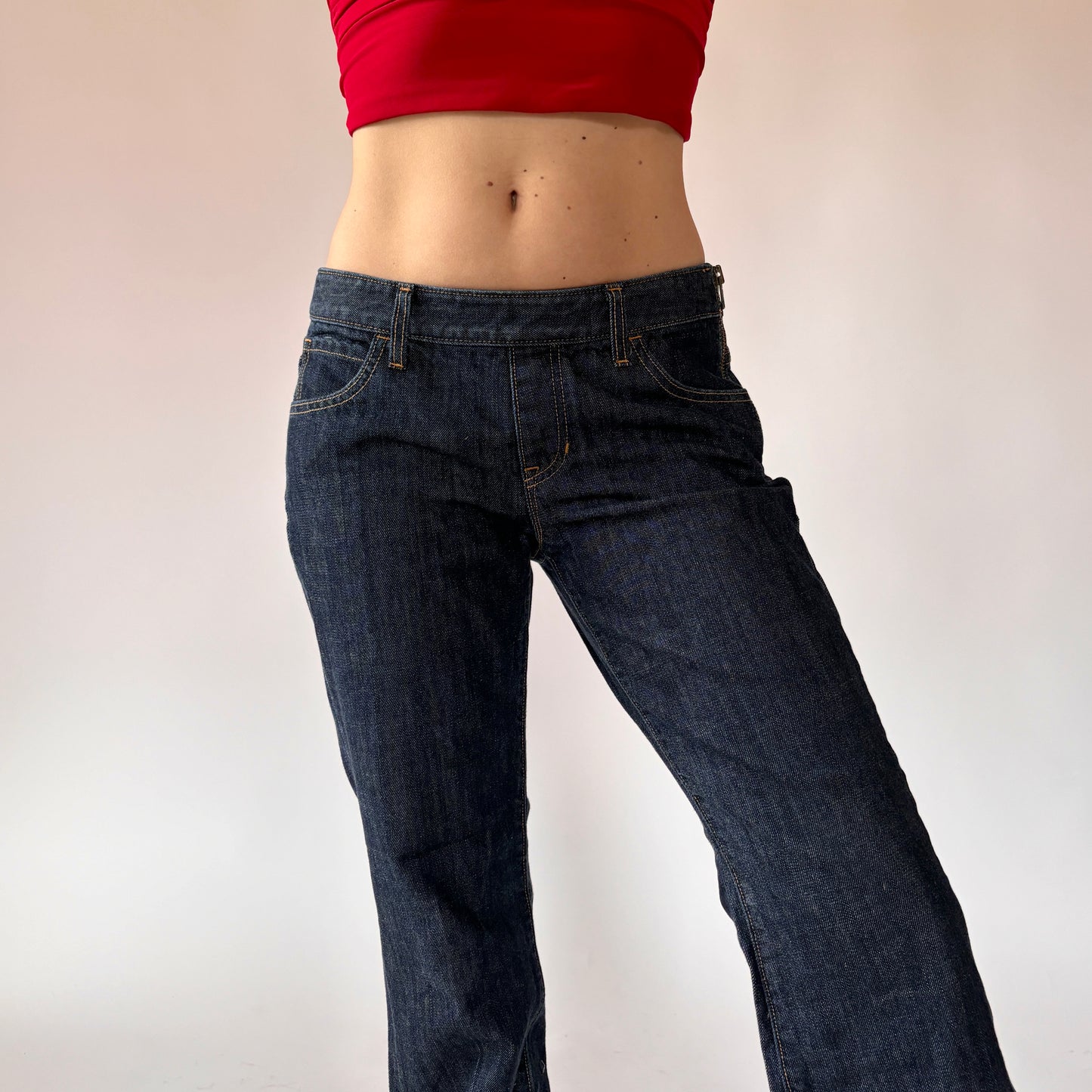 Y2K Side Zip Jeans - Dark Wash (S)