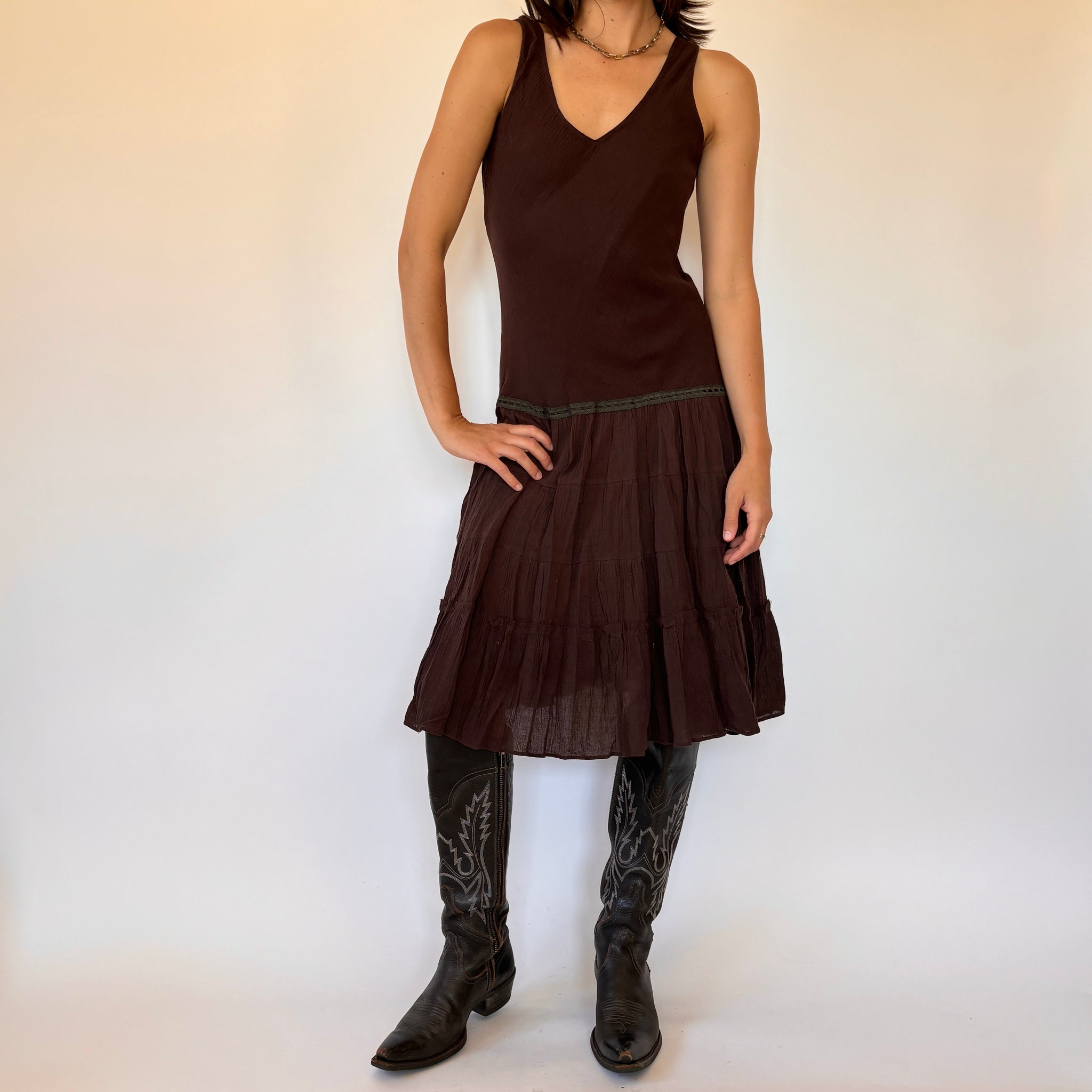 Y2K Chocolate Drop Waist Dress (S/M)