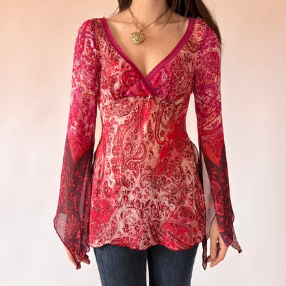 Y2K Bebe Paisley Whimsy Top (S)