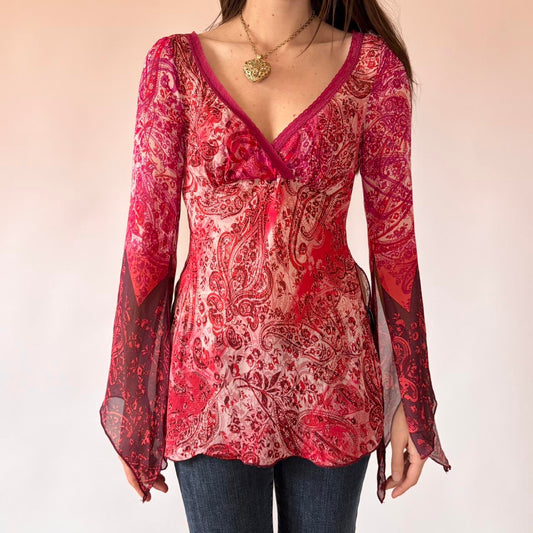 Y2K Bebe Paisley Whimsy Top (S)