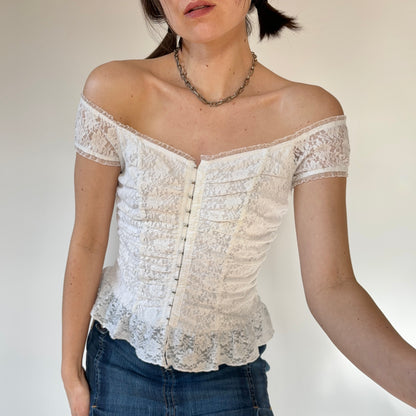 2000s White Lace Top (S)