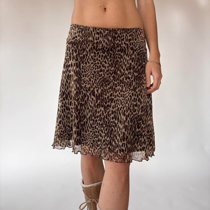 Y2K Leopard Mesh Midi Skirt (XS)