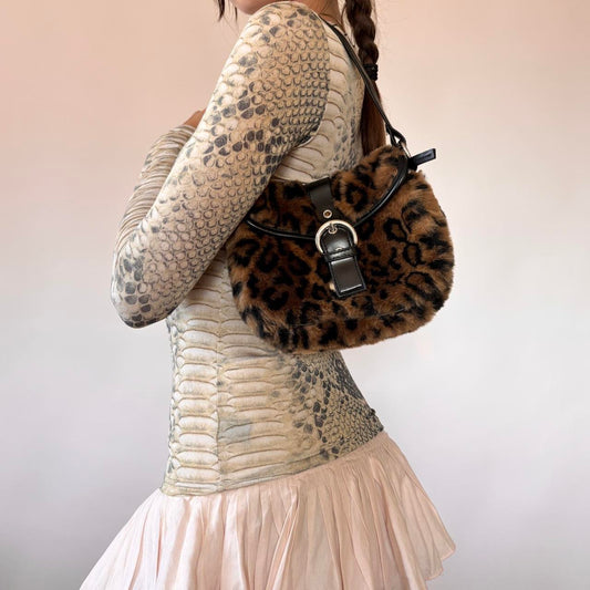 Y2K Furry Leopard Bag