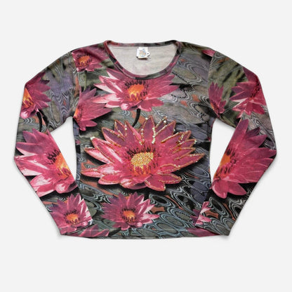 Y2K Water Lily Longsleeve Top (S/M)