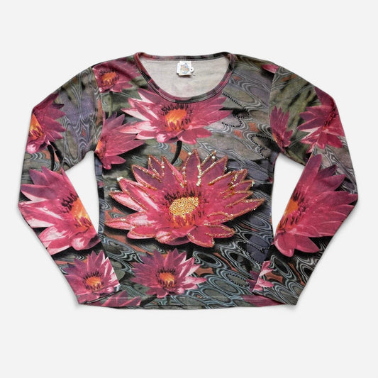 Y2K Water Lily Longsleeve Top (S/M)