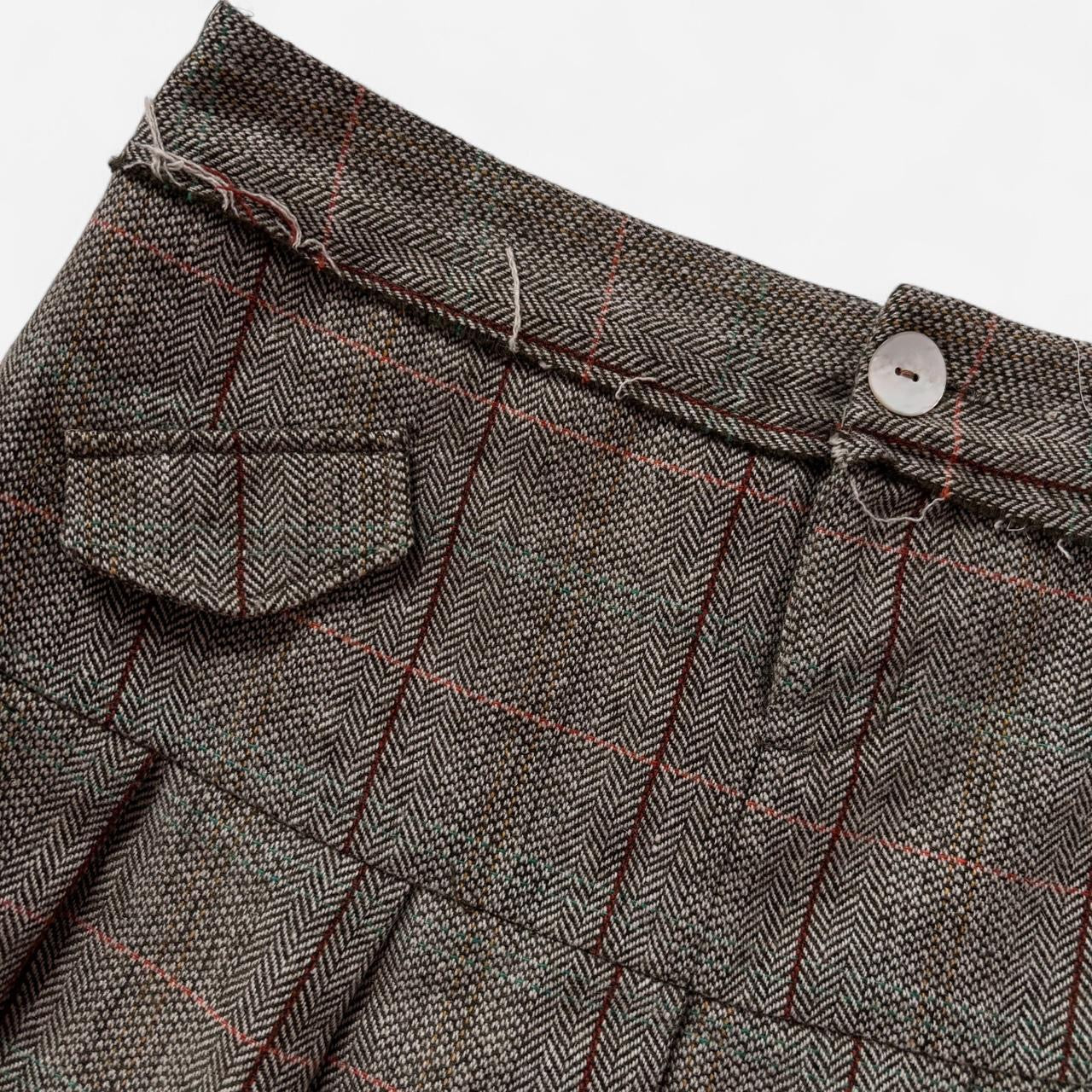 Y2K Pleated Tweed Mini Skirt (L)
