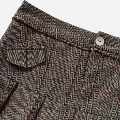Y2K Pleated Tweed Mini Skirt (L)