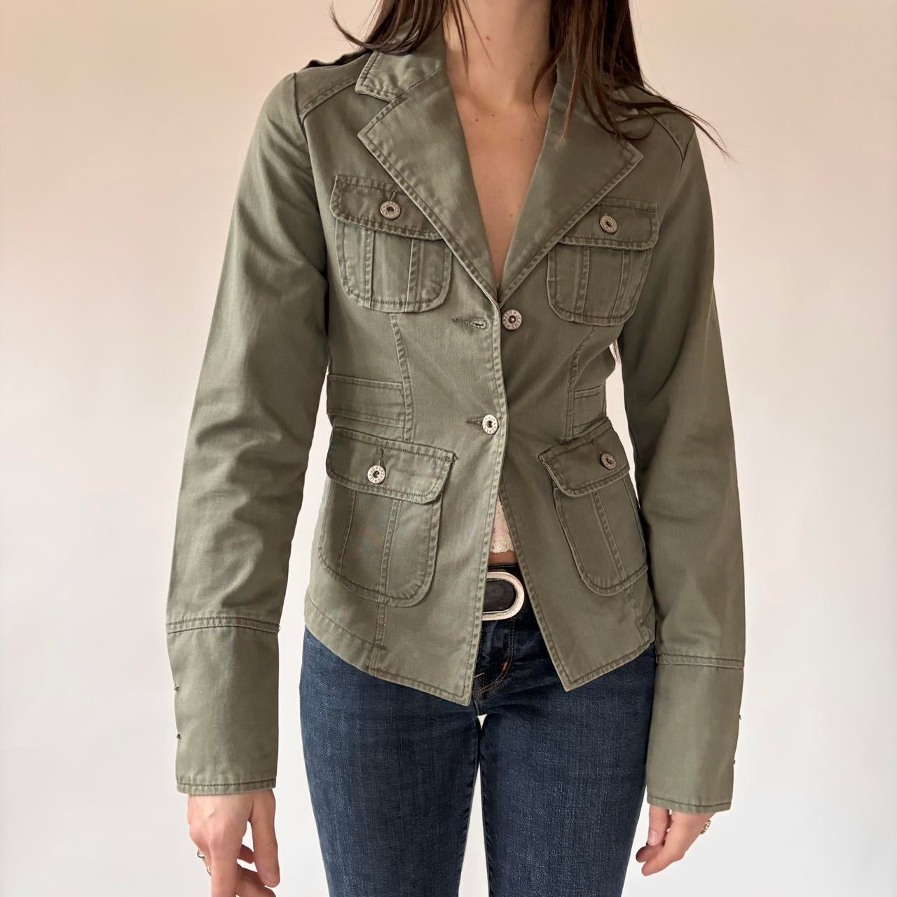 Y2K Military Style Cargo Jacket (S)