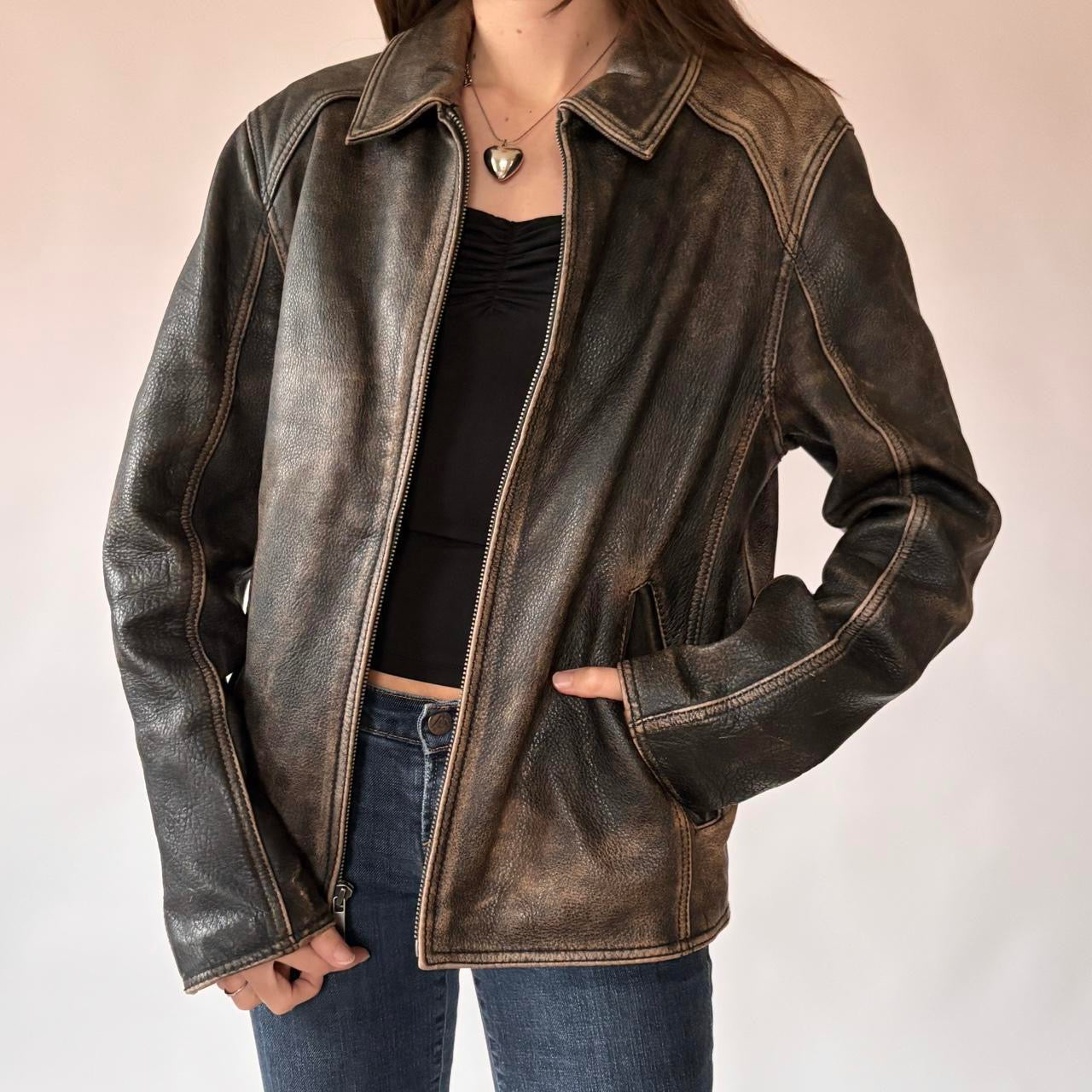 Wilson’s Distressed Genuine Leather Jacket (S/M)