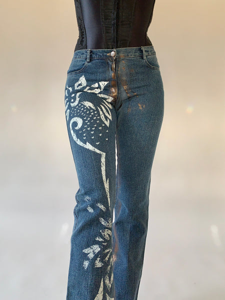 Custom Y2K Painted Jeans - Small