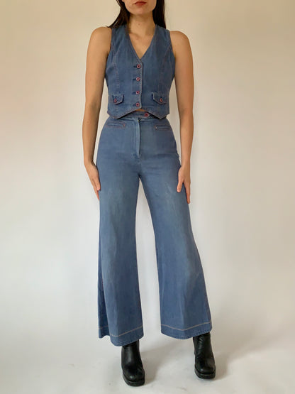 Vintage 1970s Denim Suit - Small