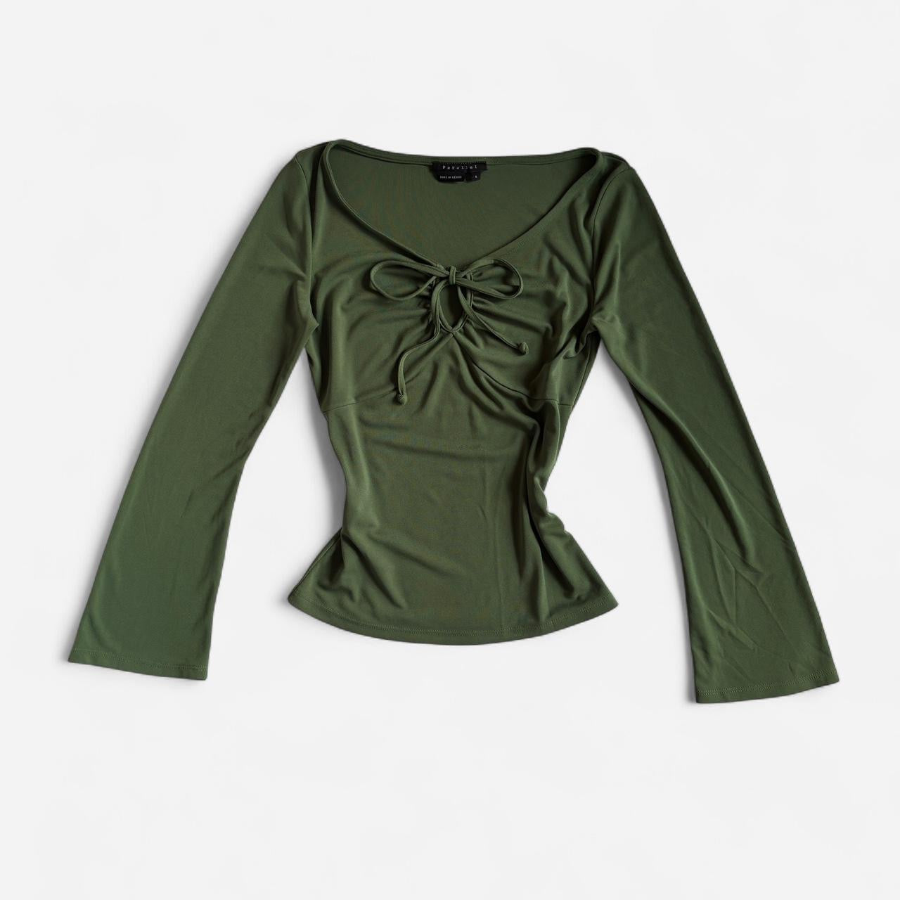 Y2K Green Tie Front Longsleeve Top (M/L)