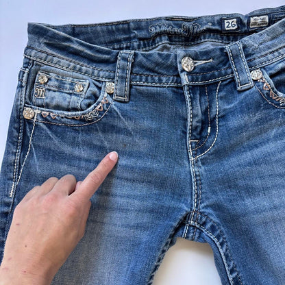 Y2K Miss Me Low Rise Skinny Jeans (XS)