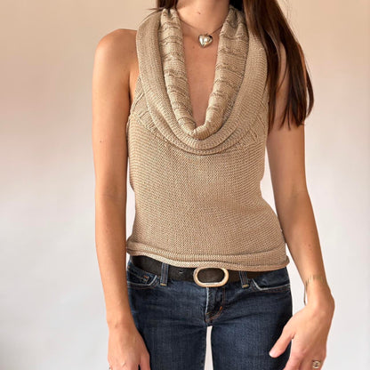 Y2K Slouchy Knit Backless Top (M/L)