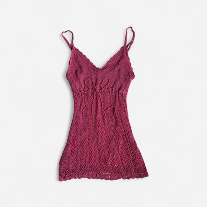 Y2K Pink Crochet Tank (S/M)