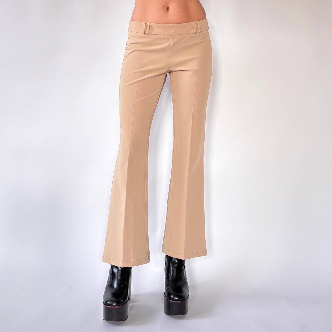 Y2K Nude Flare Trousers (XS)
