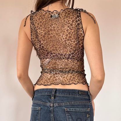 Y2K Mesh Leopard Top (XS)