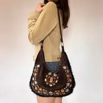 Y2K Does 70s Embroidered Suede Purse