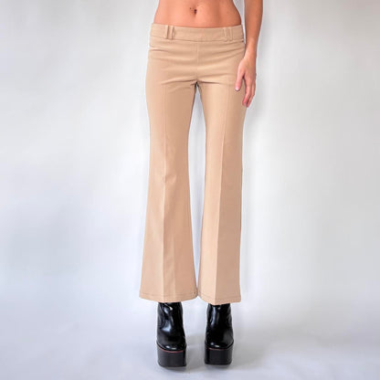 Y2K Nude Flare Trousers (XS)