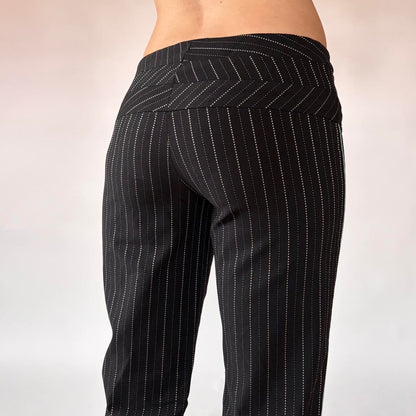 Y2K Low Rise Pinstripe Flare Pants (XS)