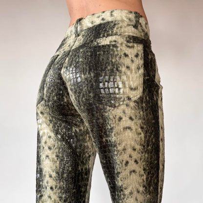 Y2K Snakeskin Flare Pants (S)