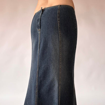 Y2K Dark Wash Denim Maxi Skirt (XS/S)