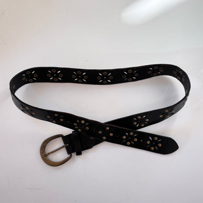 Y2K Black Studded Cutout Belt (M)