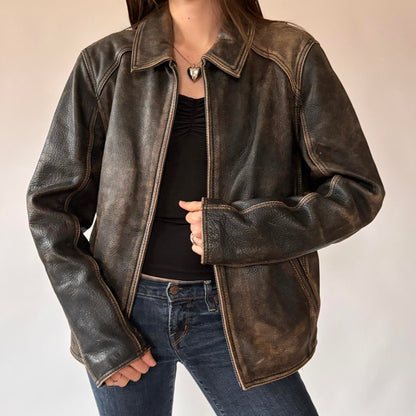 Wilson’s Distressed Genuine Leather Jacket (S/M)
