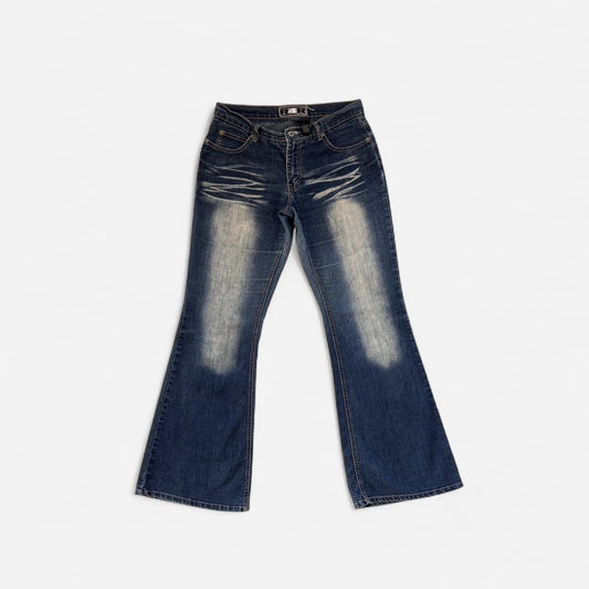 Y2K Airbrush Flare Jeans (M)