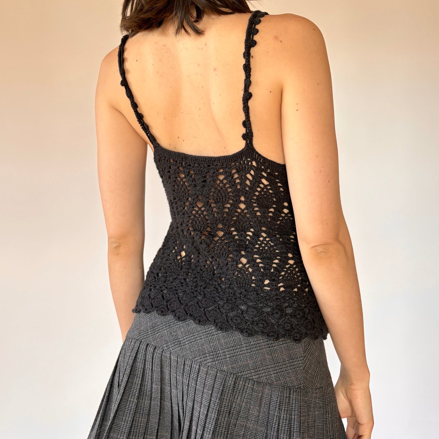Y2K Noir Crochet Tank (M)