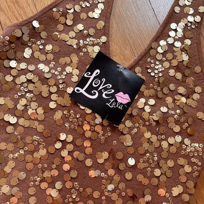 Y2K Deadstock Gold Sequin Halter (M)