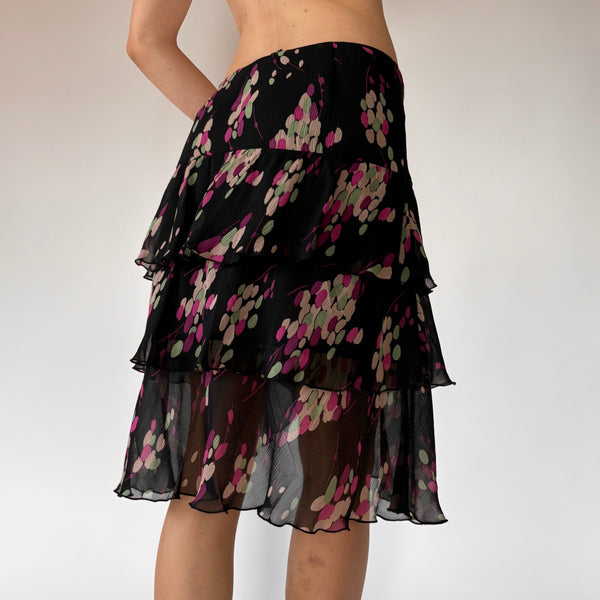 Pure Silk Tiered Skirt (M)