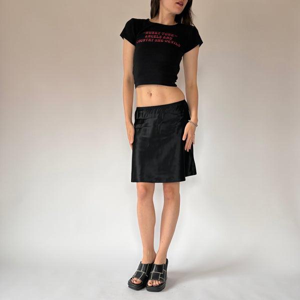 90s Noir Satin Skirt (S)