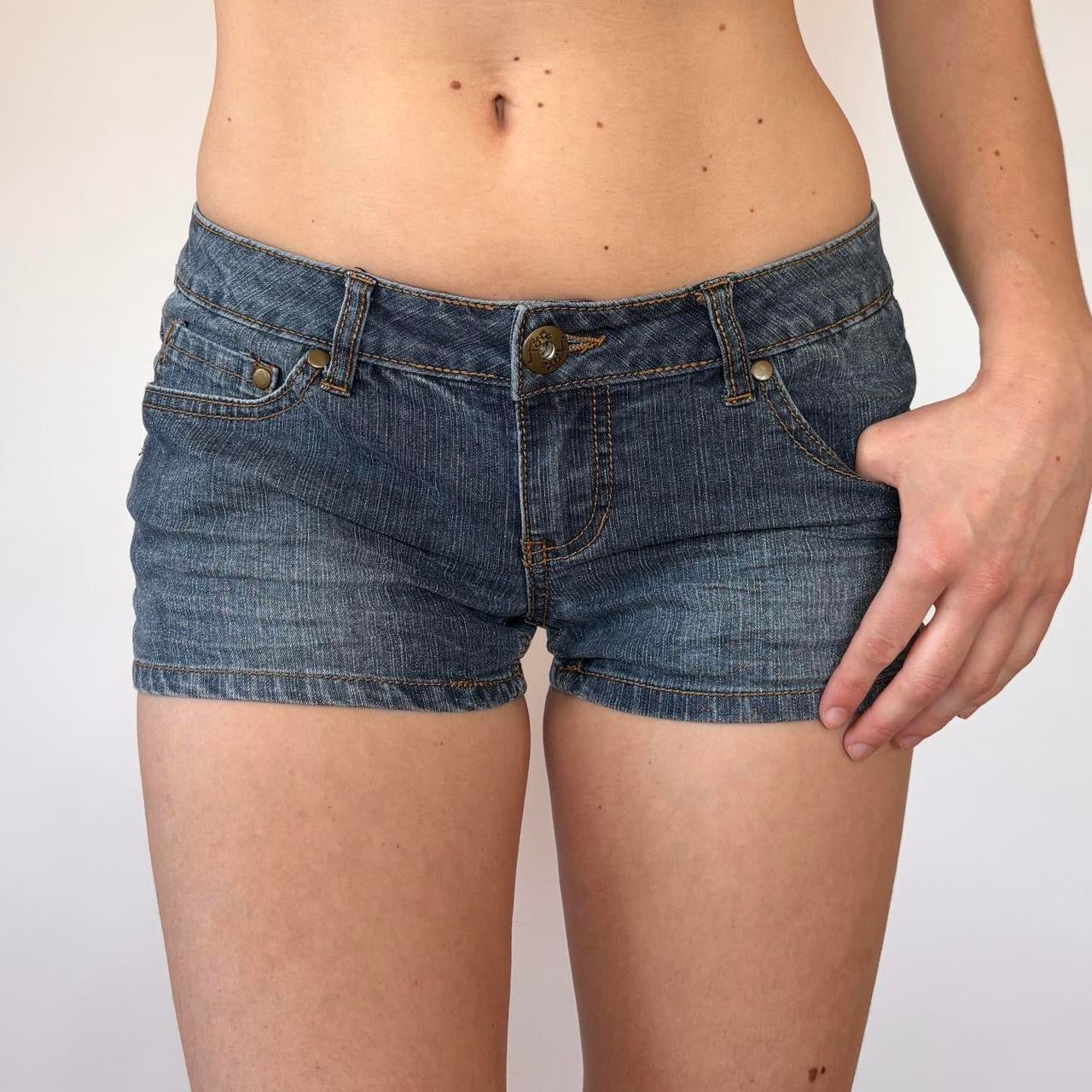 Y2K Low Rise Micro Denim Shorts (XXS/XS)