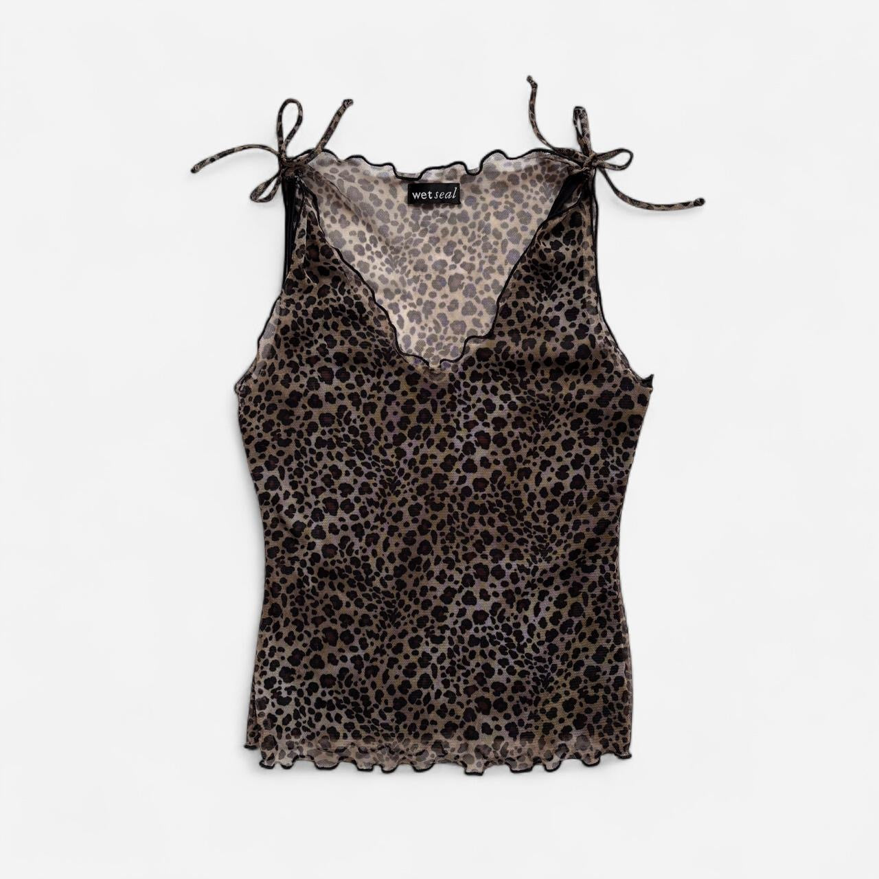 Y2K Mesh Leopard Top (XS)