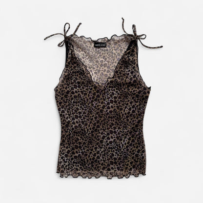 Y2K Mesh Leopard Top (XS)