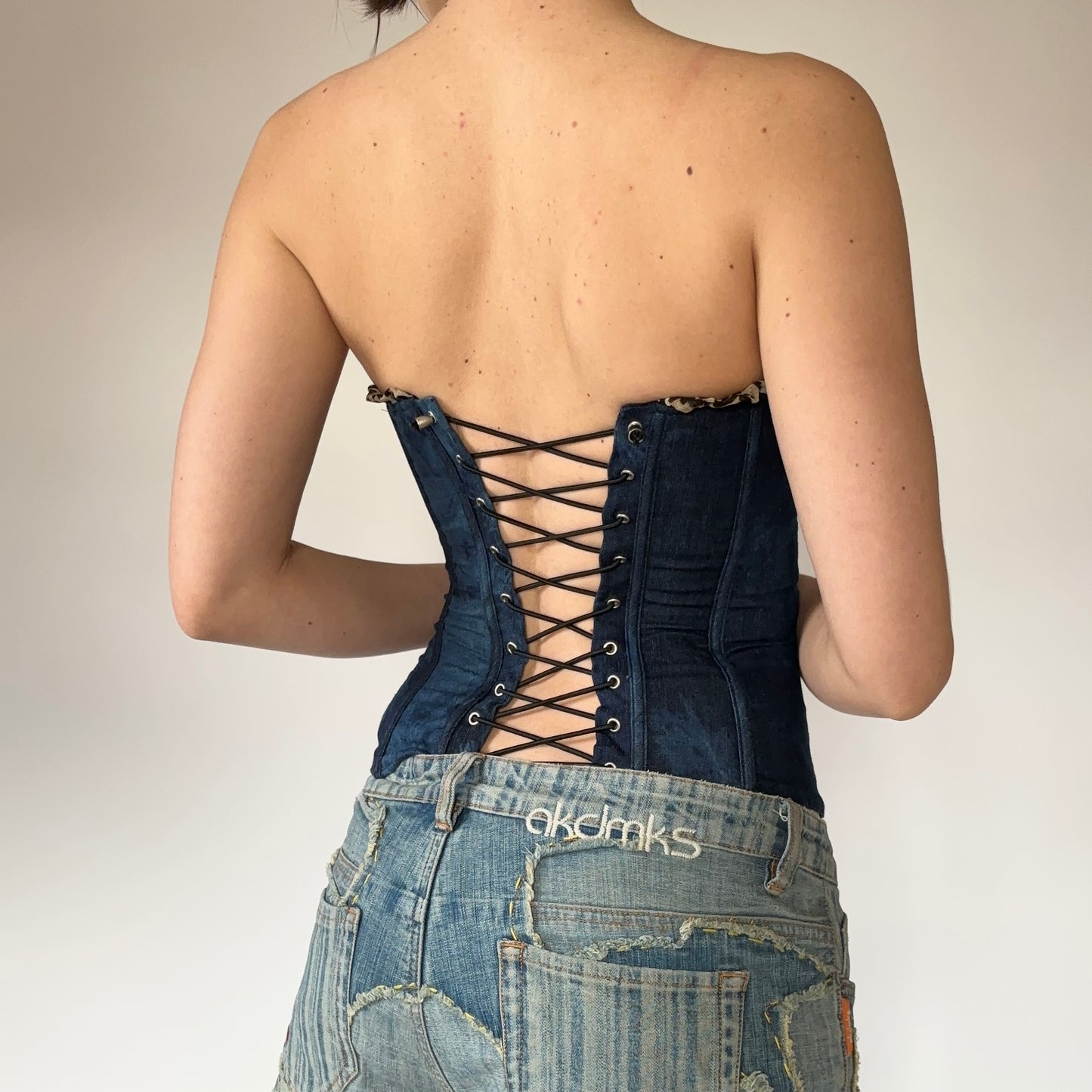 Denim & Leopard Corset (XS)