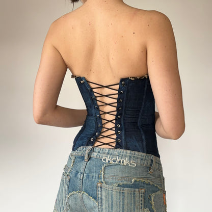 Denim & Leopard Corset (XS)