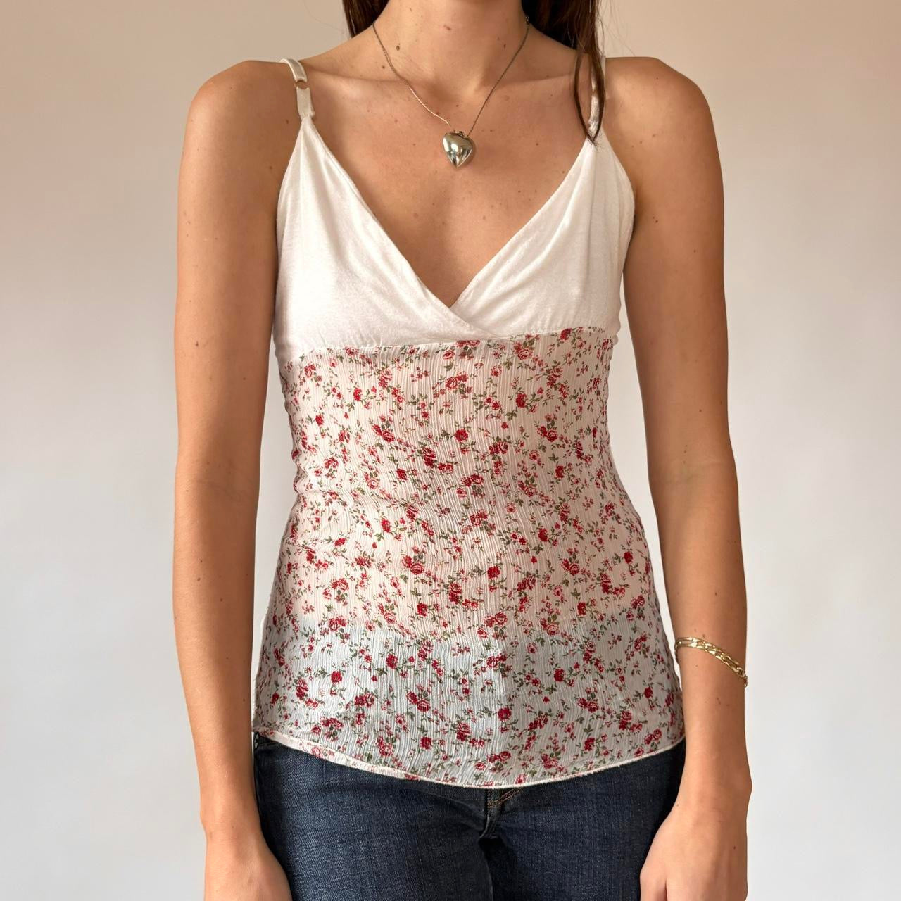 Italian Y2K Floral Cami Tank Top (S)