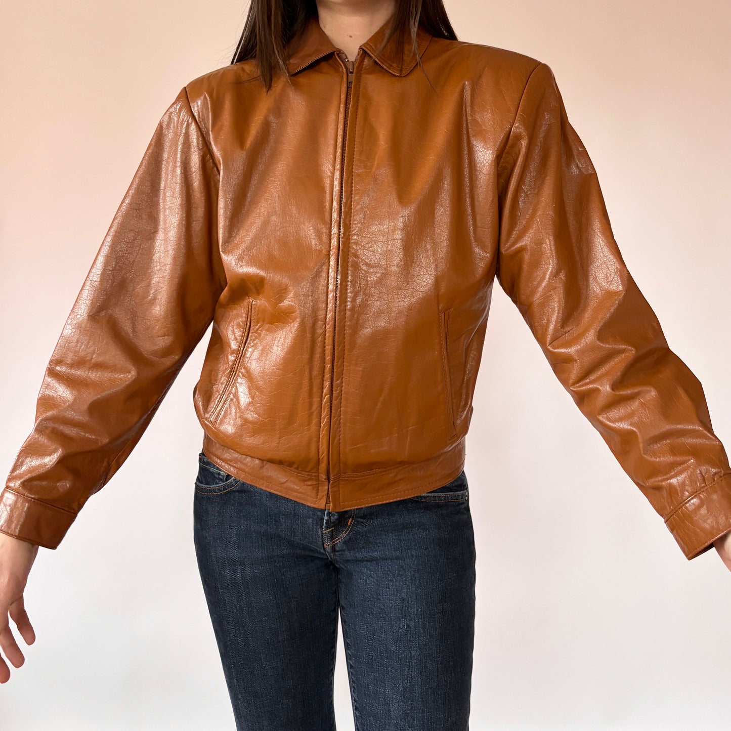 90s Cognac Leather Jacket (XS)