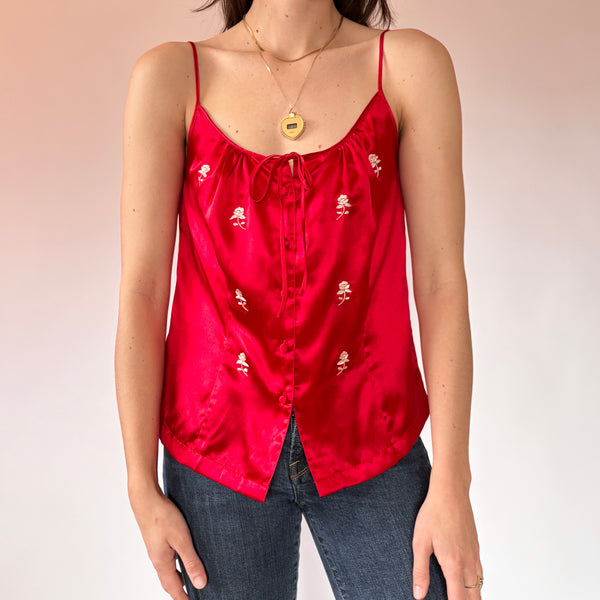 90s Cherry Silk Cami (M)