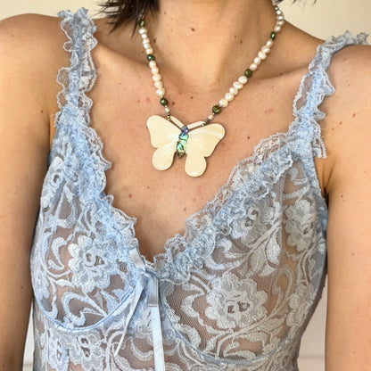 Vintage Butterfly & Pearl Necklace