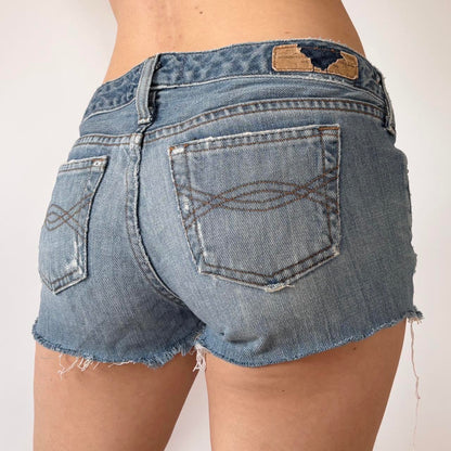 Y2K Low Rise Denim Micro Shorts (XS)