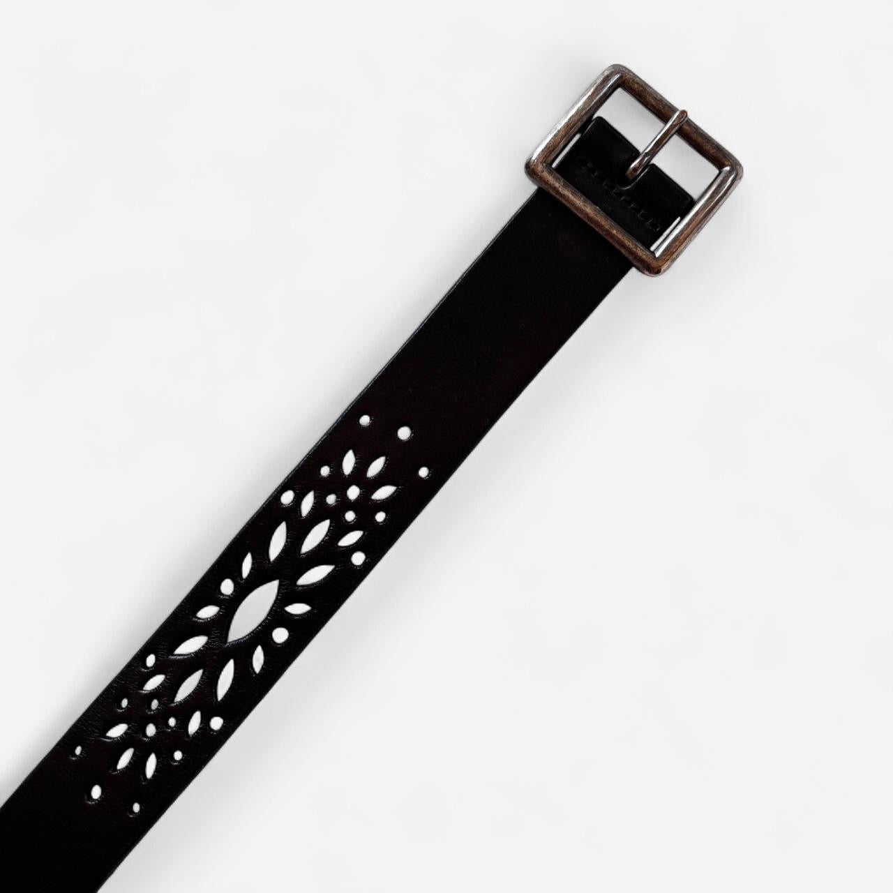 Floral Cutout Leather Belt