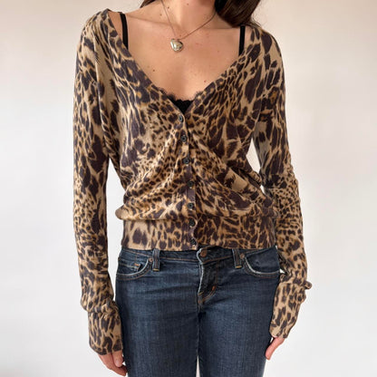 Y2K Moda International Leopard Cardigan (M)