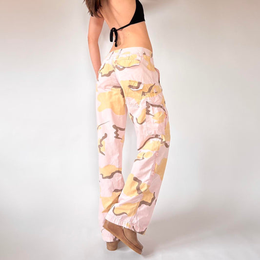 Y2K Pink Camo Low Rise Cargos (S)