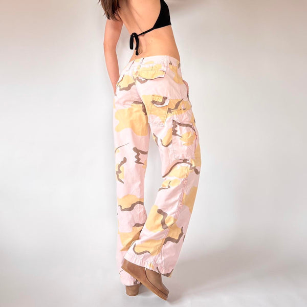 Y2K Pink Camo Low Rise Cargos (S)