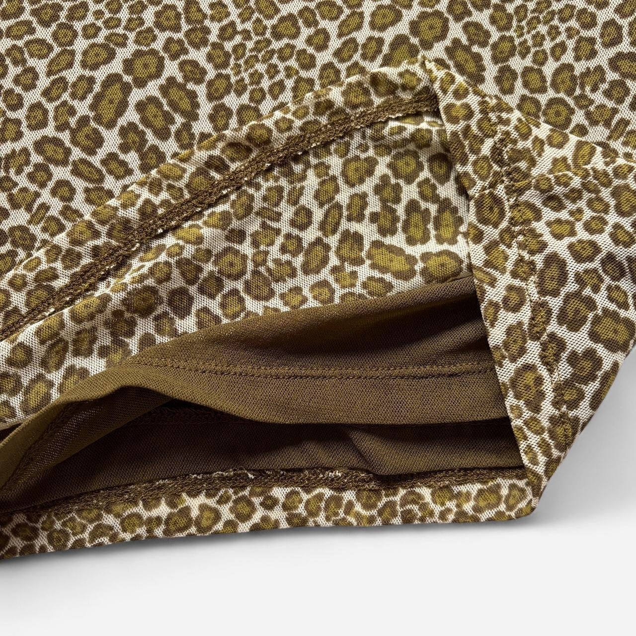 Y2K Olive Leopard Mesh Top (XL-2X)