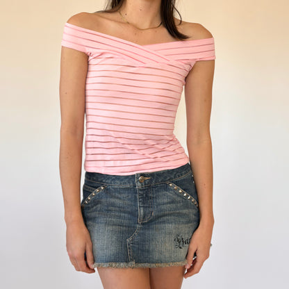 Y2K Baby Pink Off Shoulder Top (S)